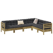 6-dijelni set vrtnih sofa od impregnirane borovine s jastucima