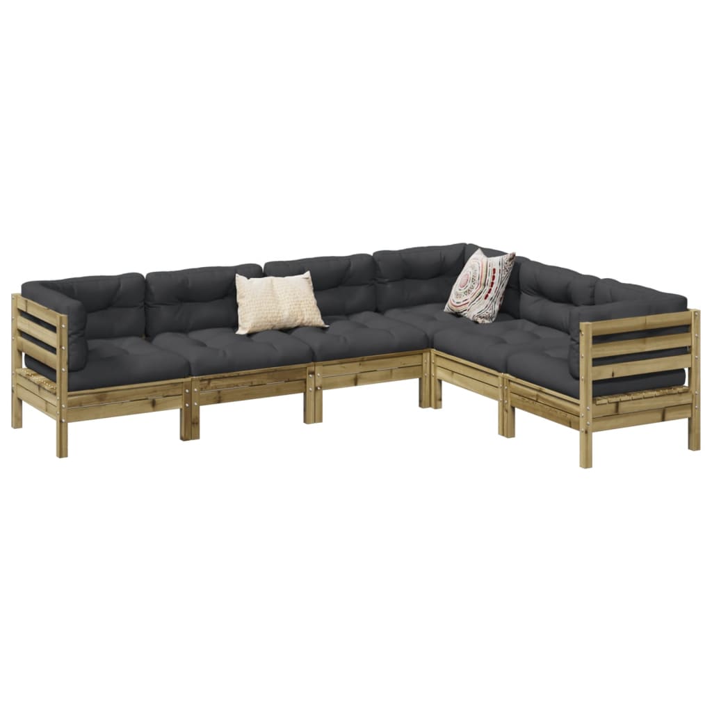 6-dijelni set vrtnih sofa od impregnirane borovine s jastucima