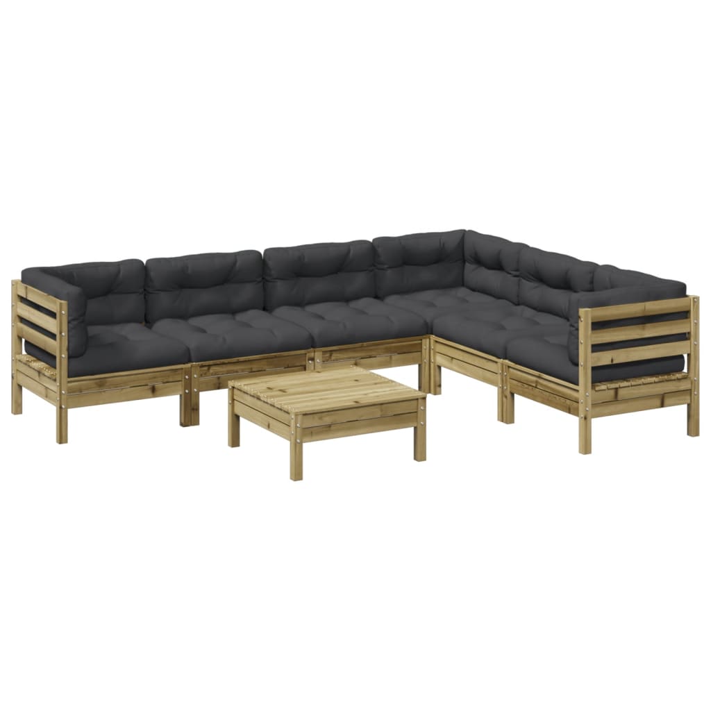 7-dijelni set vrtnih sofa od impregnirane borovine s jastucima