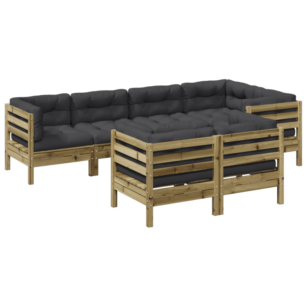 7-dijelni set vrtnih sofa od impregnirane borovine s jastucima
