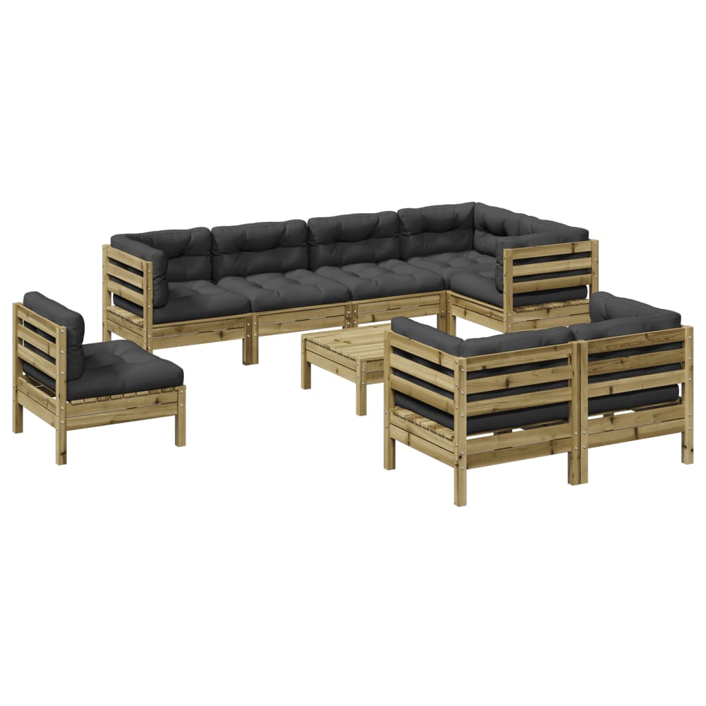 9-dijelni set vrtnih sofa s jastucima od impregnirane borovine Smeđa
