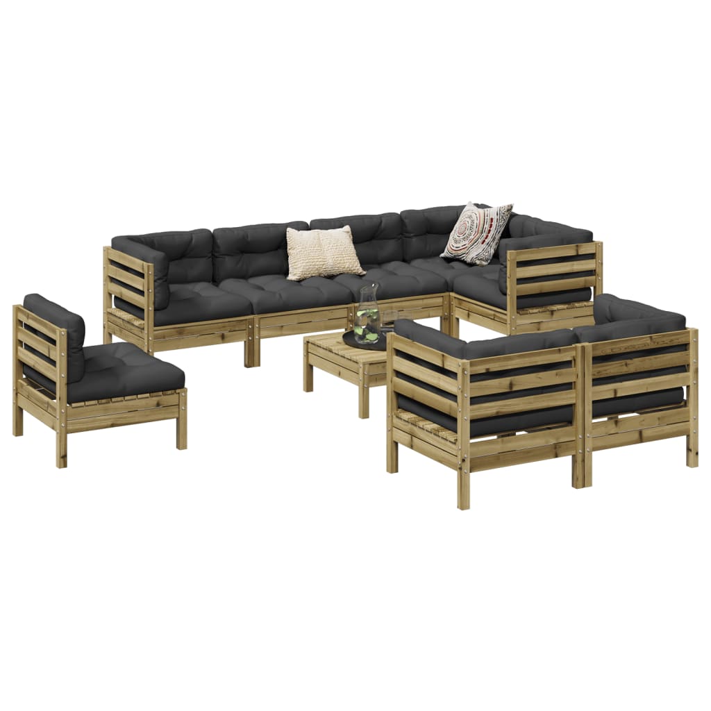 9-dijelni set vrtnih sofa s jastucima od impregnirane borovine Smeđa