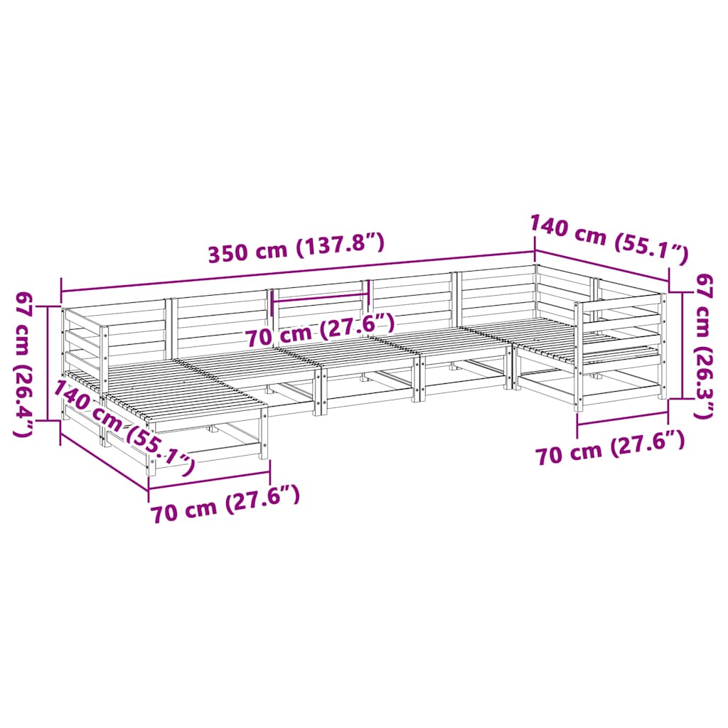 7-dijelni set vrtnih sofa od impregnirane borovine