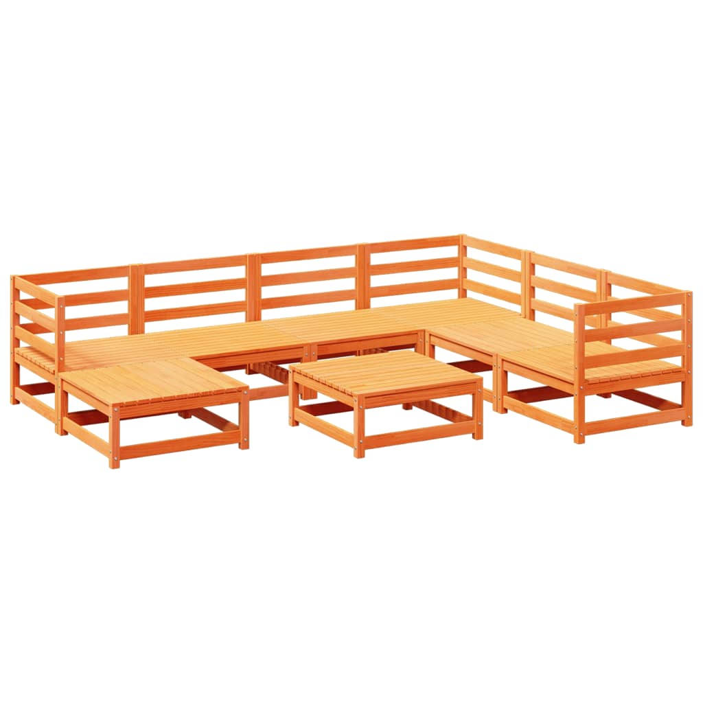 8-dijelni set vrtnih sofa voštano smeđi od masivne borovine