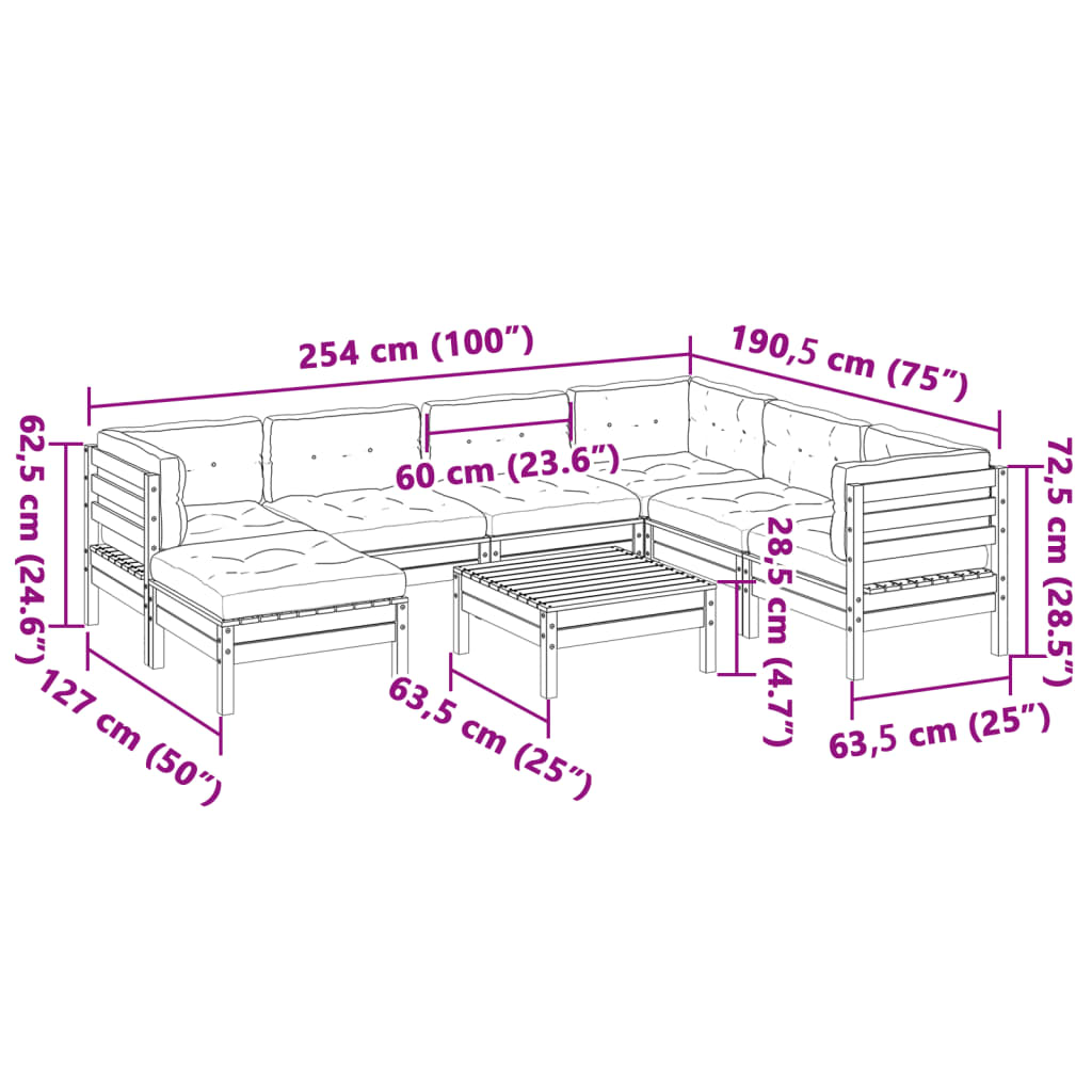8-dijelni set vrtnih sofa s jastucima masivno drvo duglazije