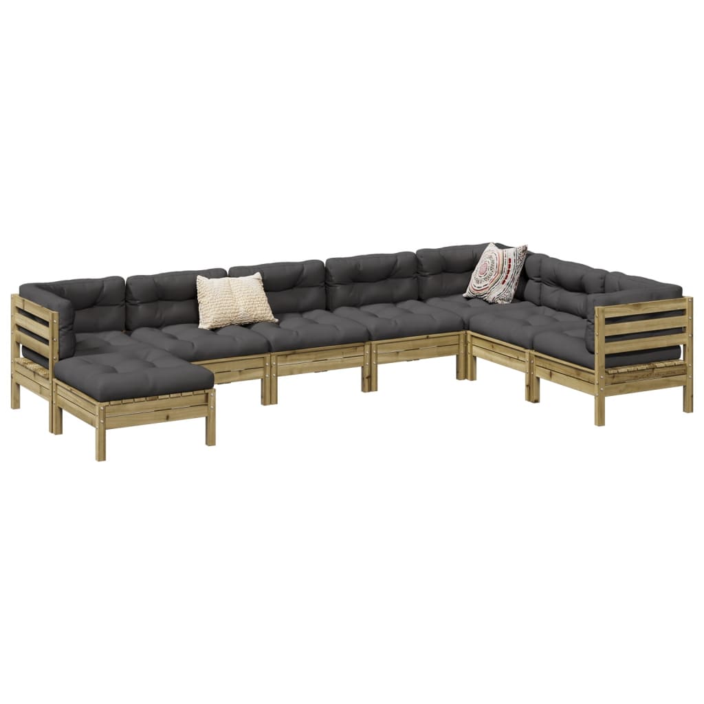 8-dijelni set vrtnih sofa s jastucima od impregnirane borovine