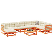 9-dijelni set vrtnih sofa voštano smeđi od masivne borovine