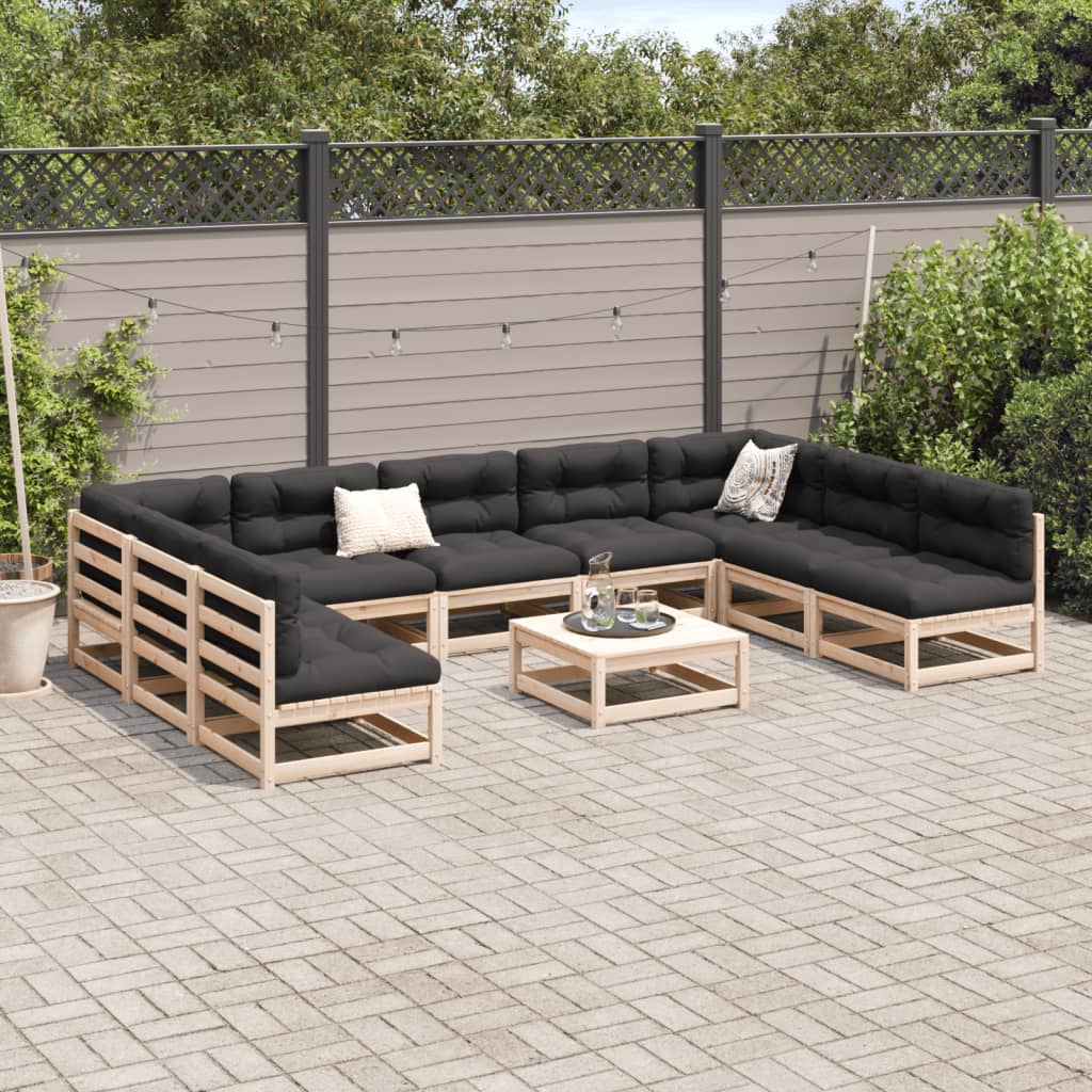 10-dijelni set vrtnih sofa od masivne borovine