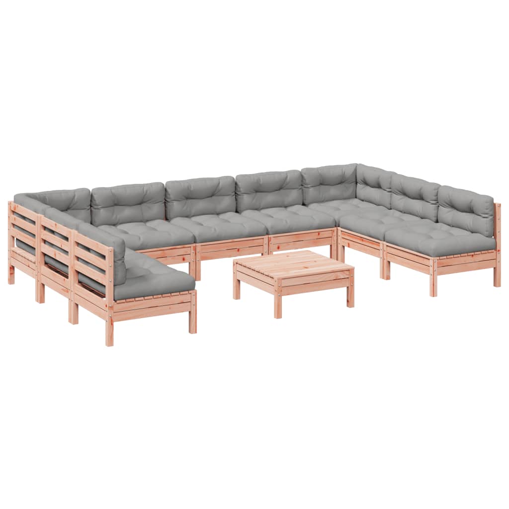 10-dijelni set vrtnih sofa s jastucima masivnog drva duglazije