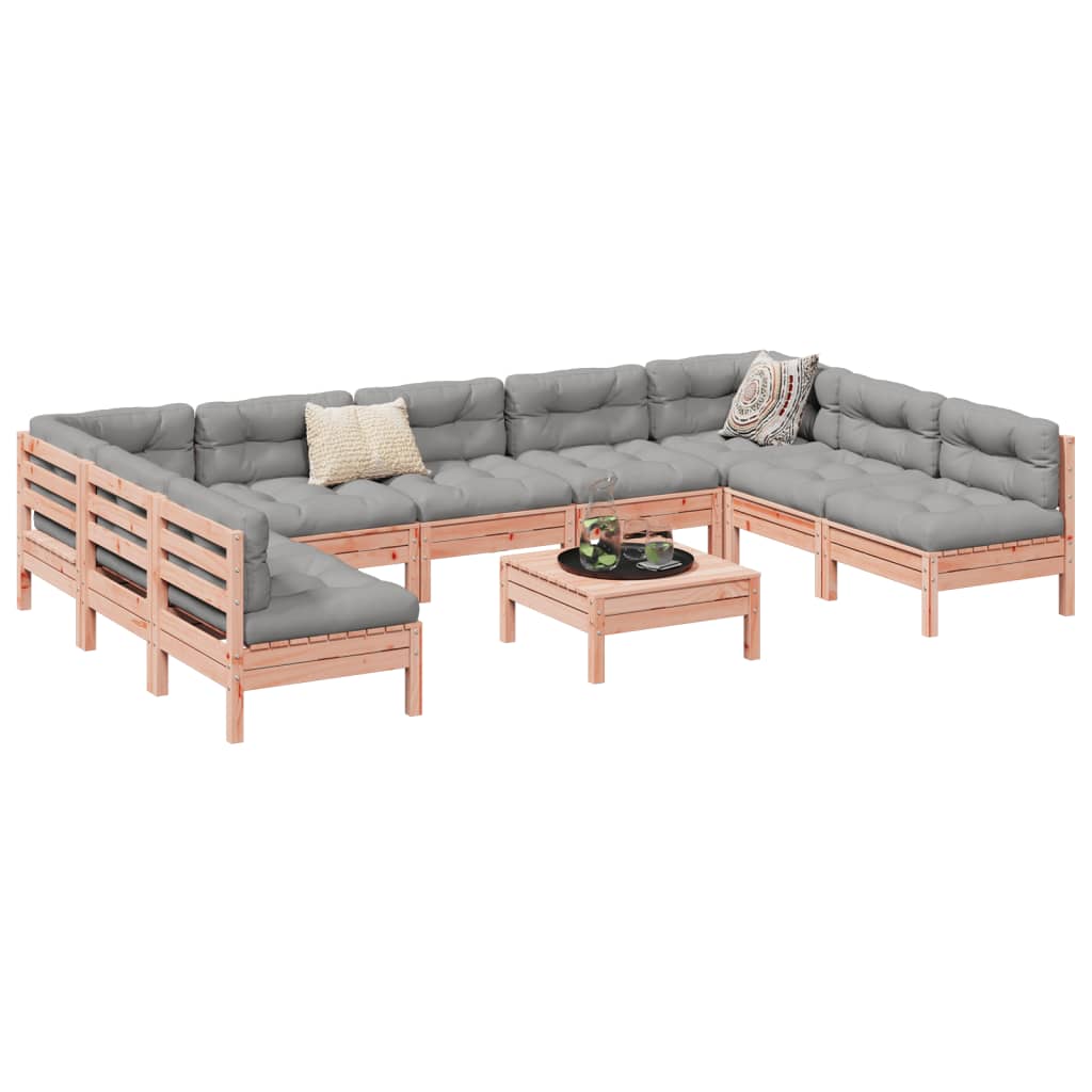 10-dijelni set vrtnih sofa s jastucima masivnog drva duglazije
