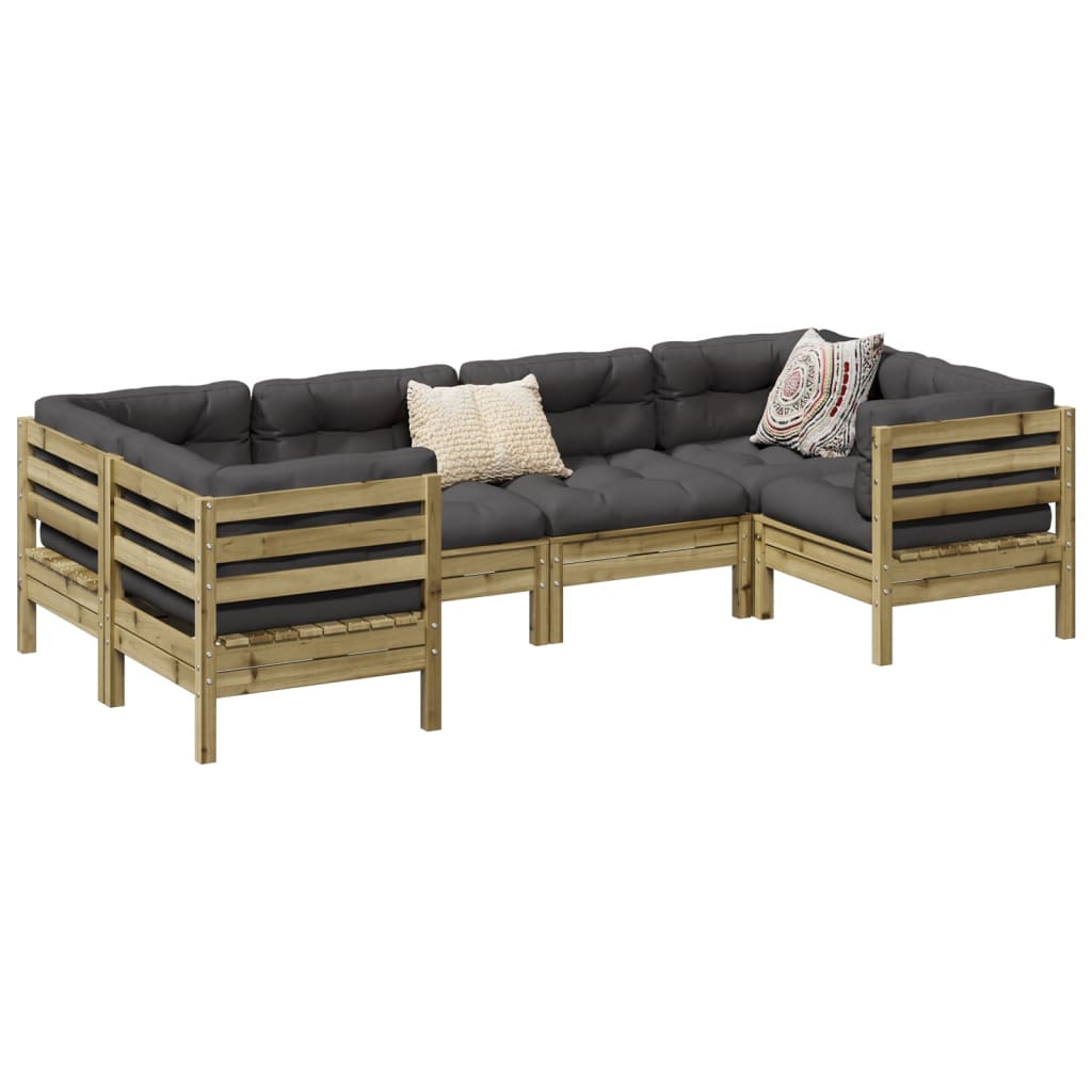 6-dijelni set vrtnih sofa od impregnirane borovine s jastucima