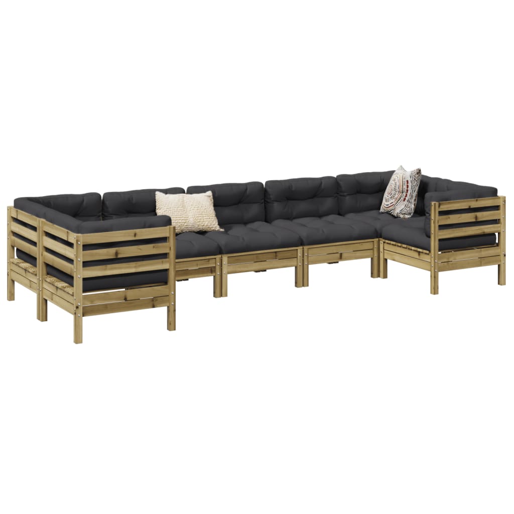 7-dijelni set vrtnih sofa od impregnirane borovine s jastucima
