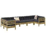 7-dijelni set vrtnih sofa od impregnirane borovine s jastucima