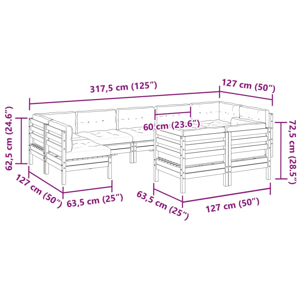 9-dijelni set vrtnih sofa s jastucima od impregnirane borovine