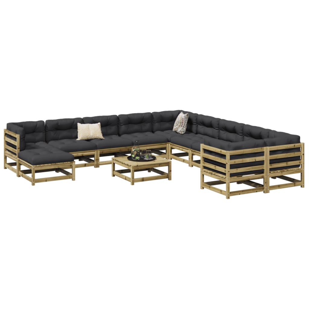 12-dijelni set vrtnih sofa od impregnirane borovine