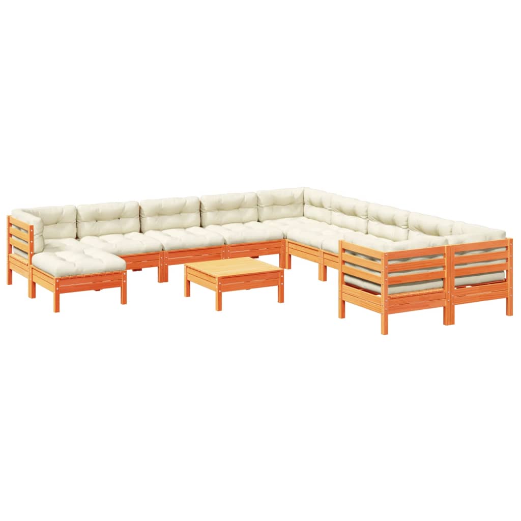 12-dijelni set vrtnih sofa s jastucima voštano smeđi borovine
