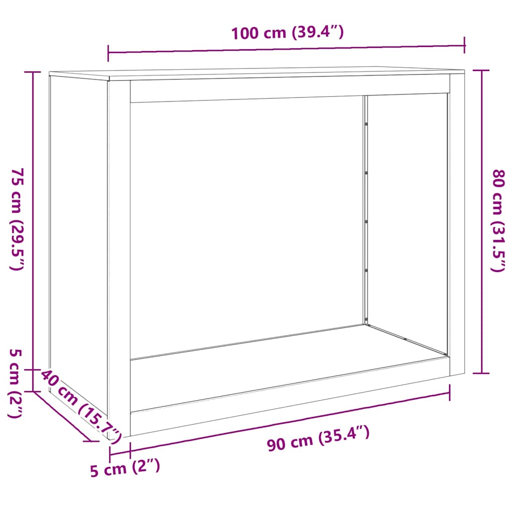 Stalak za drva za ogrjev 100x40x80 cm Pohabani čelik