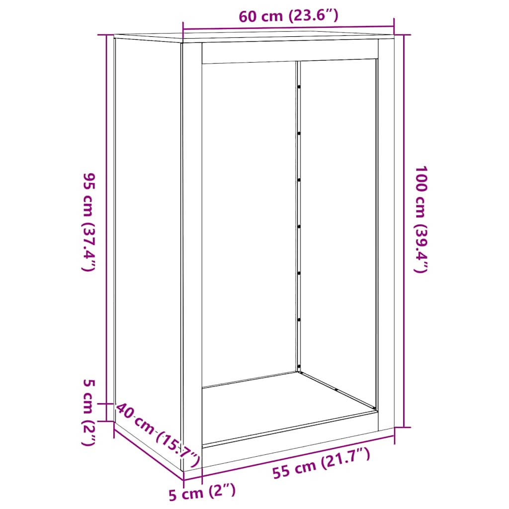 Stalak za drva za ogrjev 60x40x100 cm od pocinčanog čelika