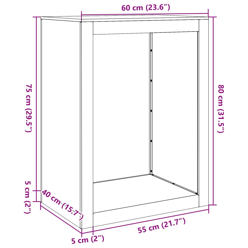 Stalak za drva za ogrjev zeleni 60x40x80 cm čelični