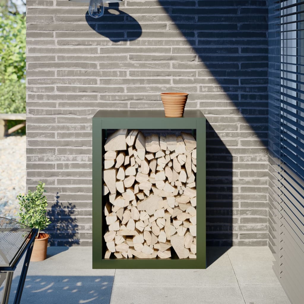 Stalak za drva za ogrjev zeleni 60x40x80 cm čelični