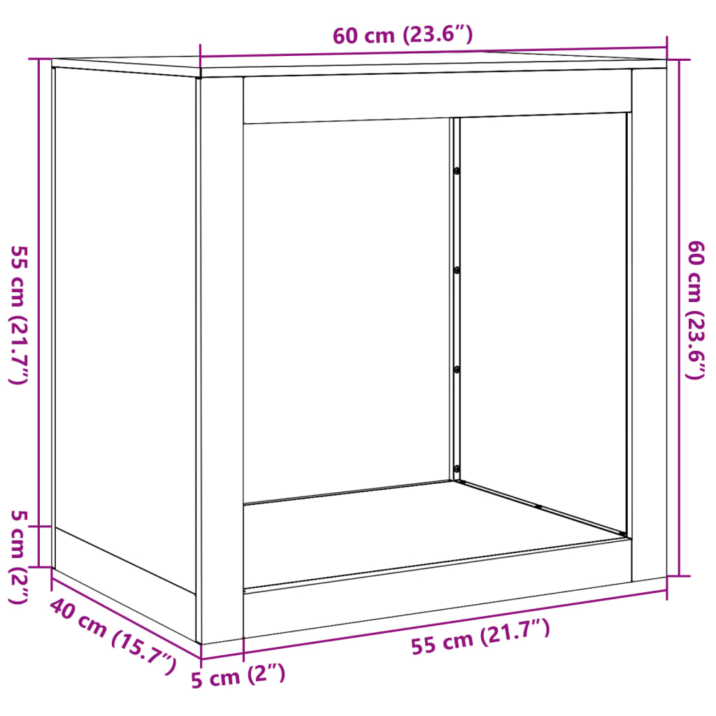 Stalak za drva za ogrjev 60 x 40 x 60 cm od nehrđajućeg čelika
