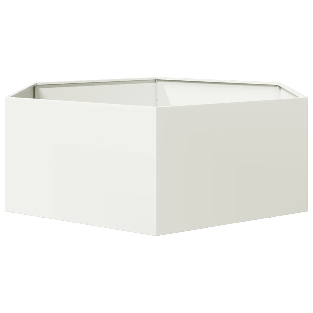 Vrtna sadilica bijela šesterokutna 138 x 120 x 45 cm čelična