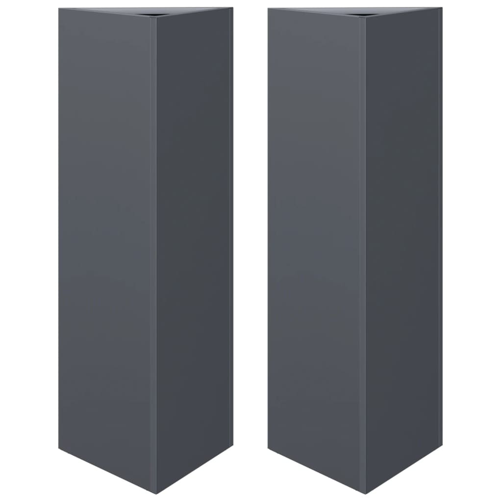 Vrtne sadilice 2 kom antracit trokutaste 30x26x75 cm čelične