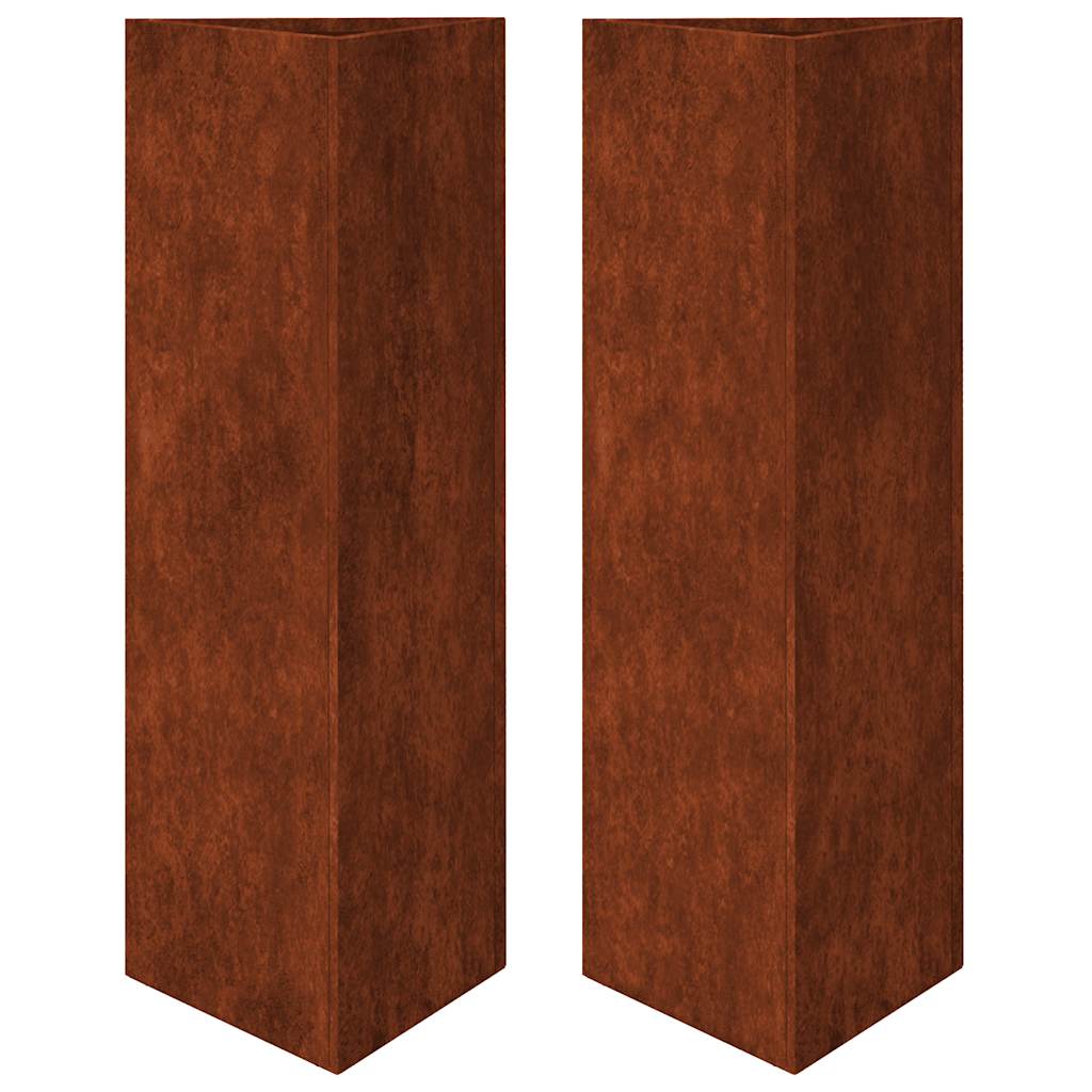 Vrtne sadilice 2kom trokutasta 30x26x75cm Pohabani čelik