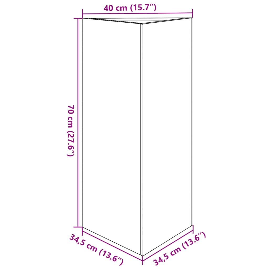Vrtne sadilice 2 kom crna trokutasta 40x34,5x75 cm čelične