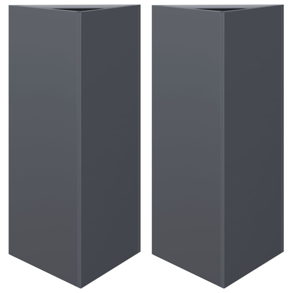 Vrtne sadilice 2 kom antracit trokutaste 40x34,5x75 cm čelične