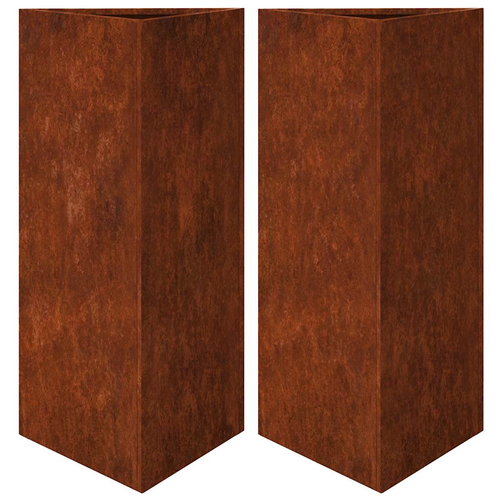 Vrtne sadilice 2 kom trokutasta 40x34,5x75 cm od pohabanog čelika