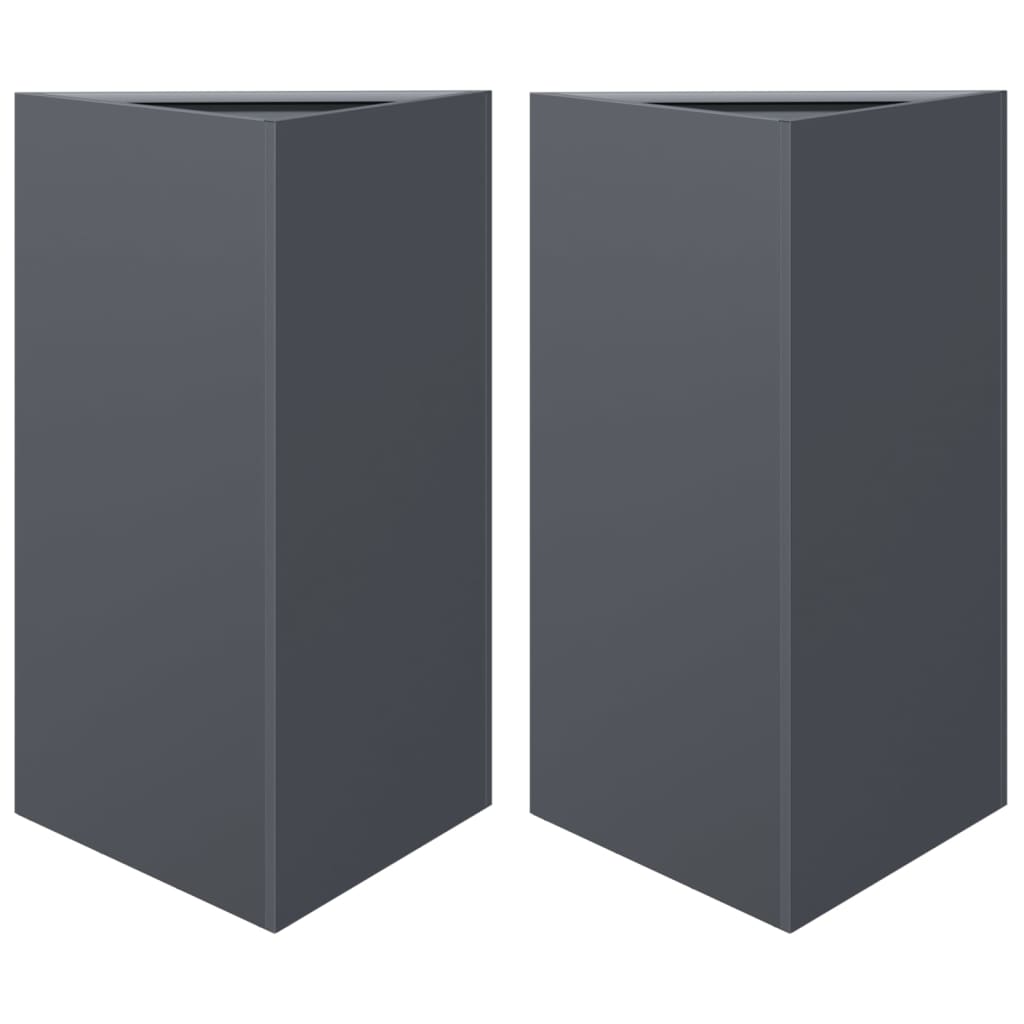 Vrtne sadilice 2 kom antracit trokutaste 50x43x75 cm čelične