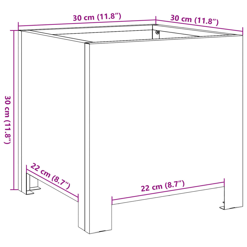 Vrtne sadilice 2 kom bijele 30x30x30 cm čelične