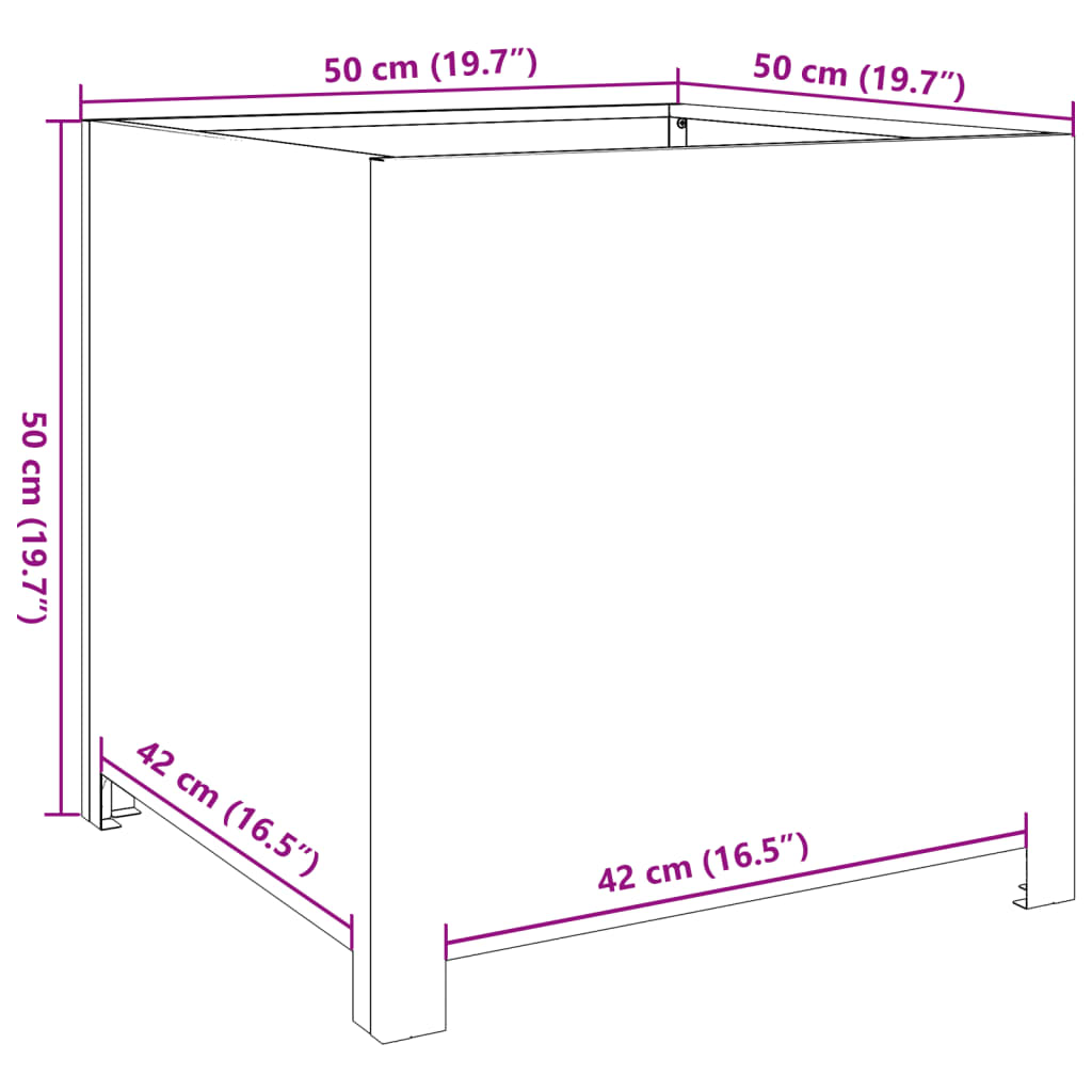 Vrtna sadilica crna 50 x 50 x 50 cm čelična
