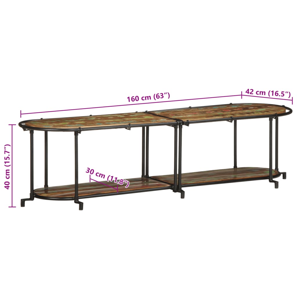 TV ormarić 160x42x40 cm od masivnog obnovljenog drva