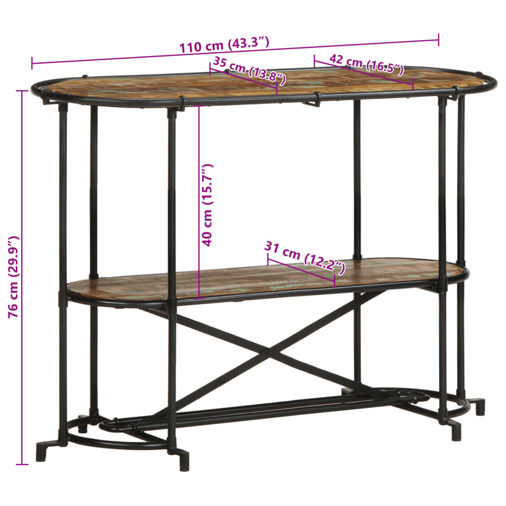 Konzolni stol 110x42x76 cm od masivnog obnovljenog drva