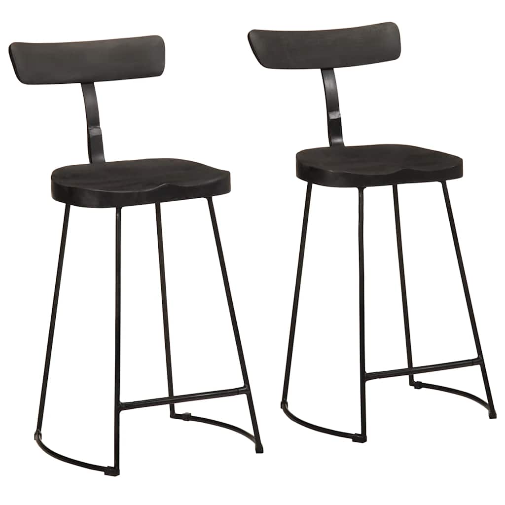 Barski stolci 2 kom crni 49x43x88 cm masivnog drva manga