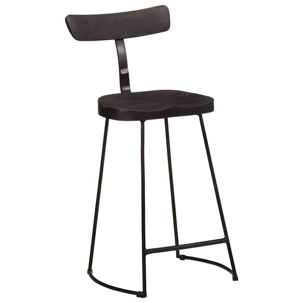Barski stolci 2 kom crni 49x43x88 cm masivnog drva manga