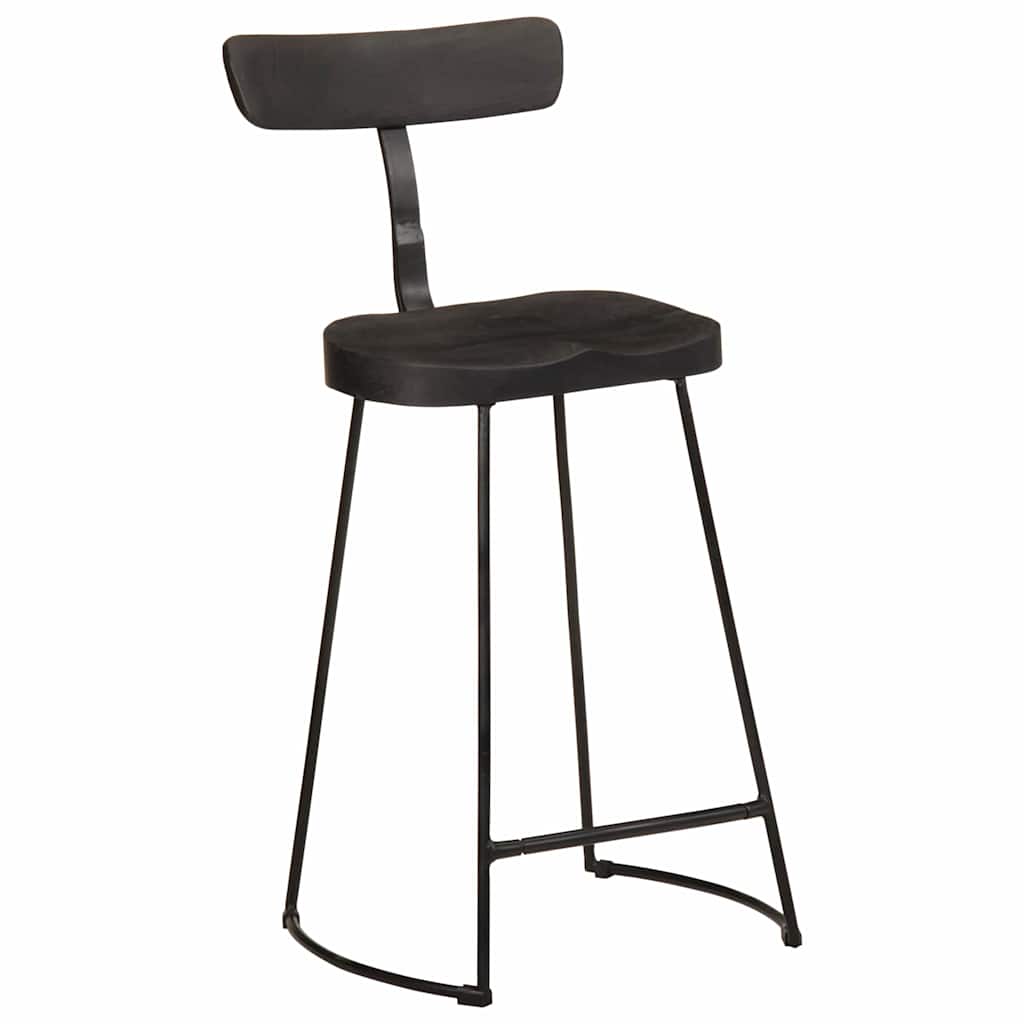 Barski stolci 2 kom crni 49x43x88 cm masivnog drva manga