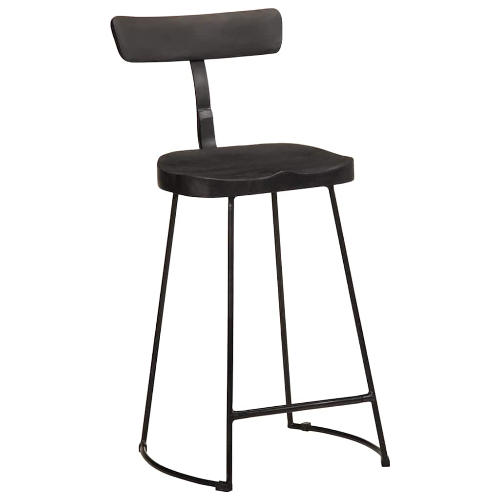 Barski stolci 2 kom crni 49x43x88 cm masivnog drva manga