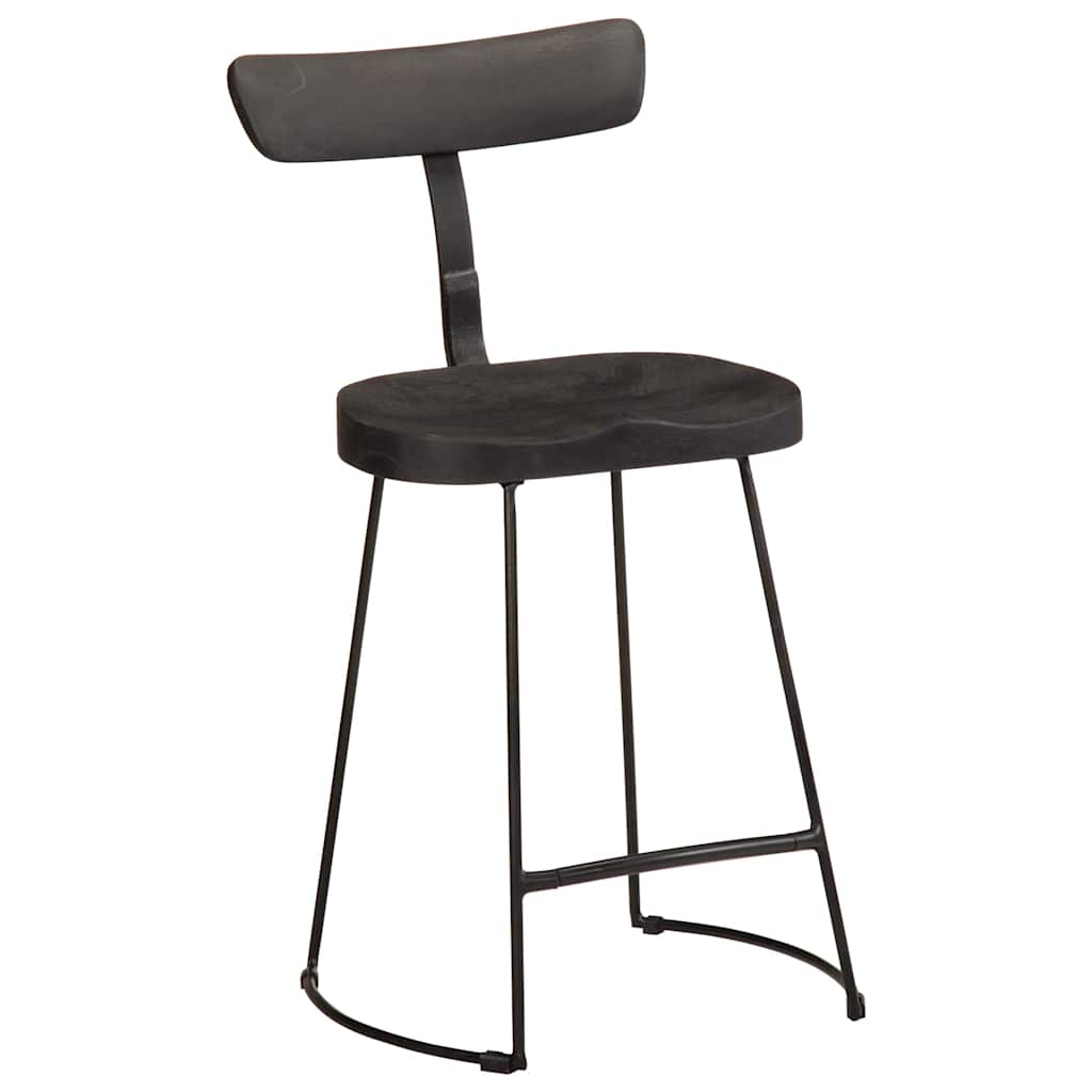 Barski stolci 2 kom crni 49x43x79 cm masivnog drva manga