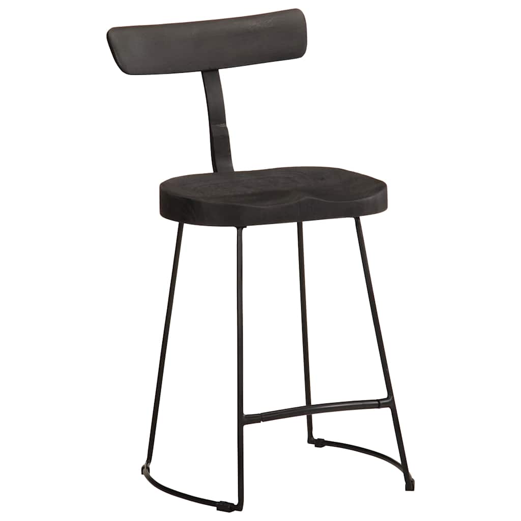 Barski stolci 2 kom crni 49x43x79 cm masivnog drva manga