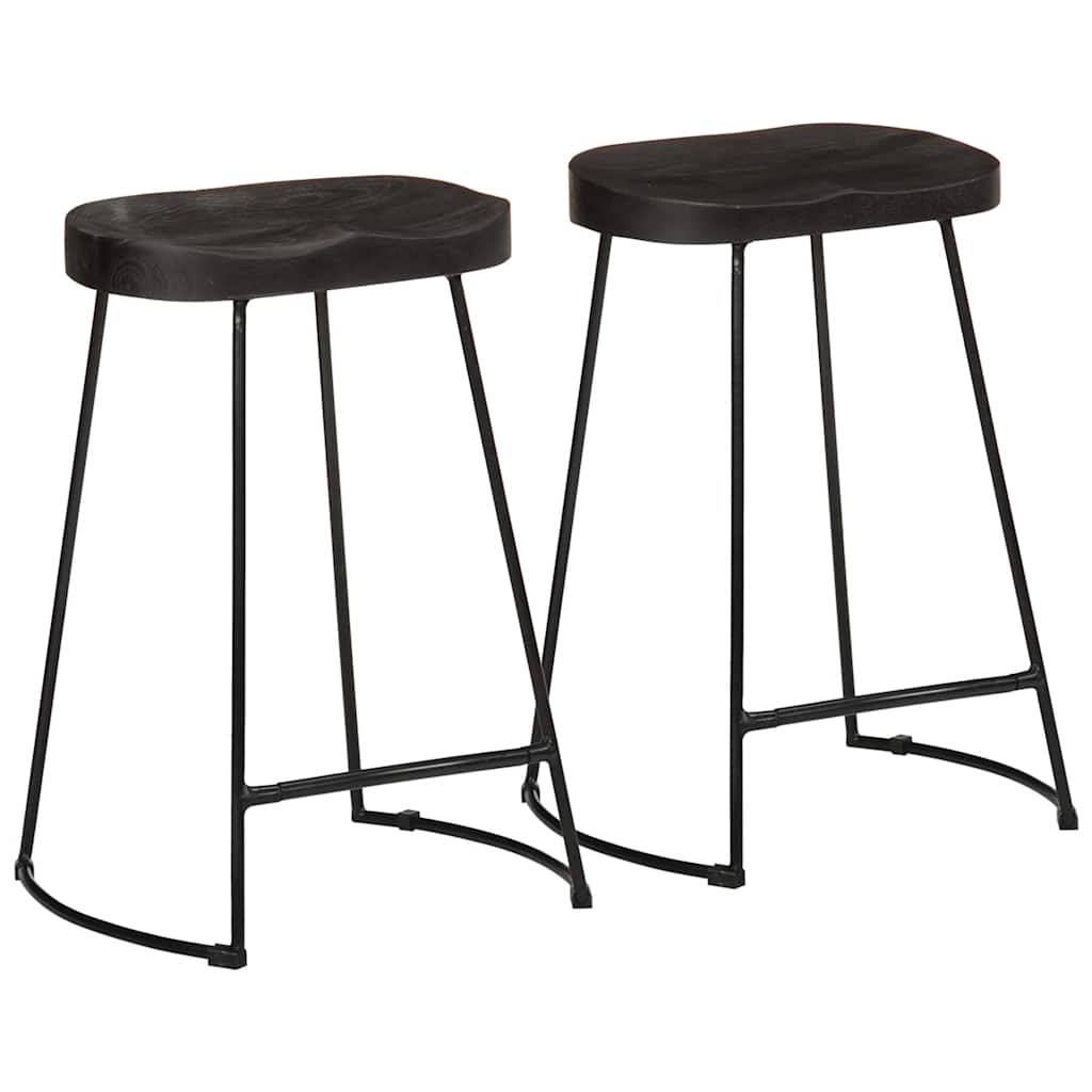 Barski stolci 2 kom crni 45x40x62 cm masivnog drva manga