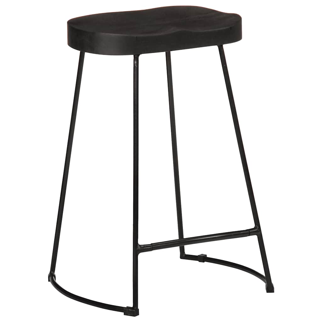 Barski stolci 2 kom crni 45x40x62 cm masivnog drva manga