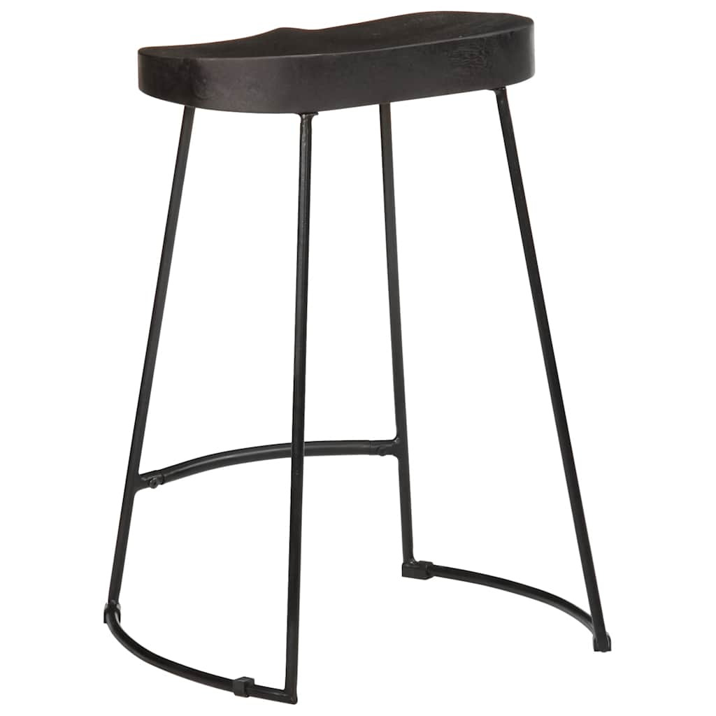Barski stolci 2 kom crni 45x40x62 cm masivnog drva manga