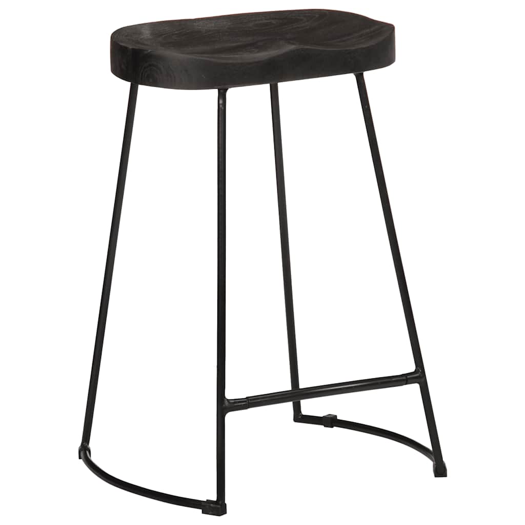 Barski stolci 2 kom crni 45x40x62 cm masivnog drva manga