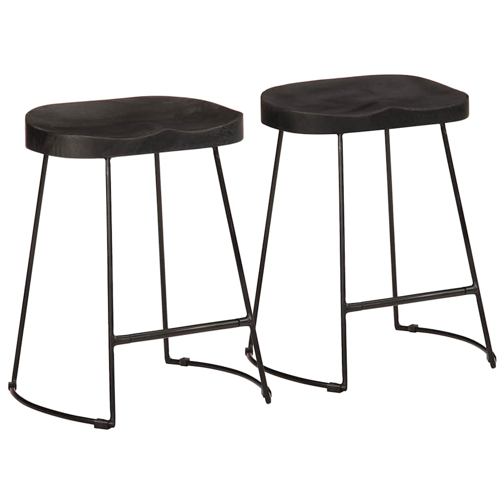 Barski stolci 2 kom crni 46x38x52 cm masivnog drva manga