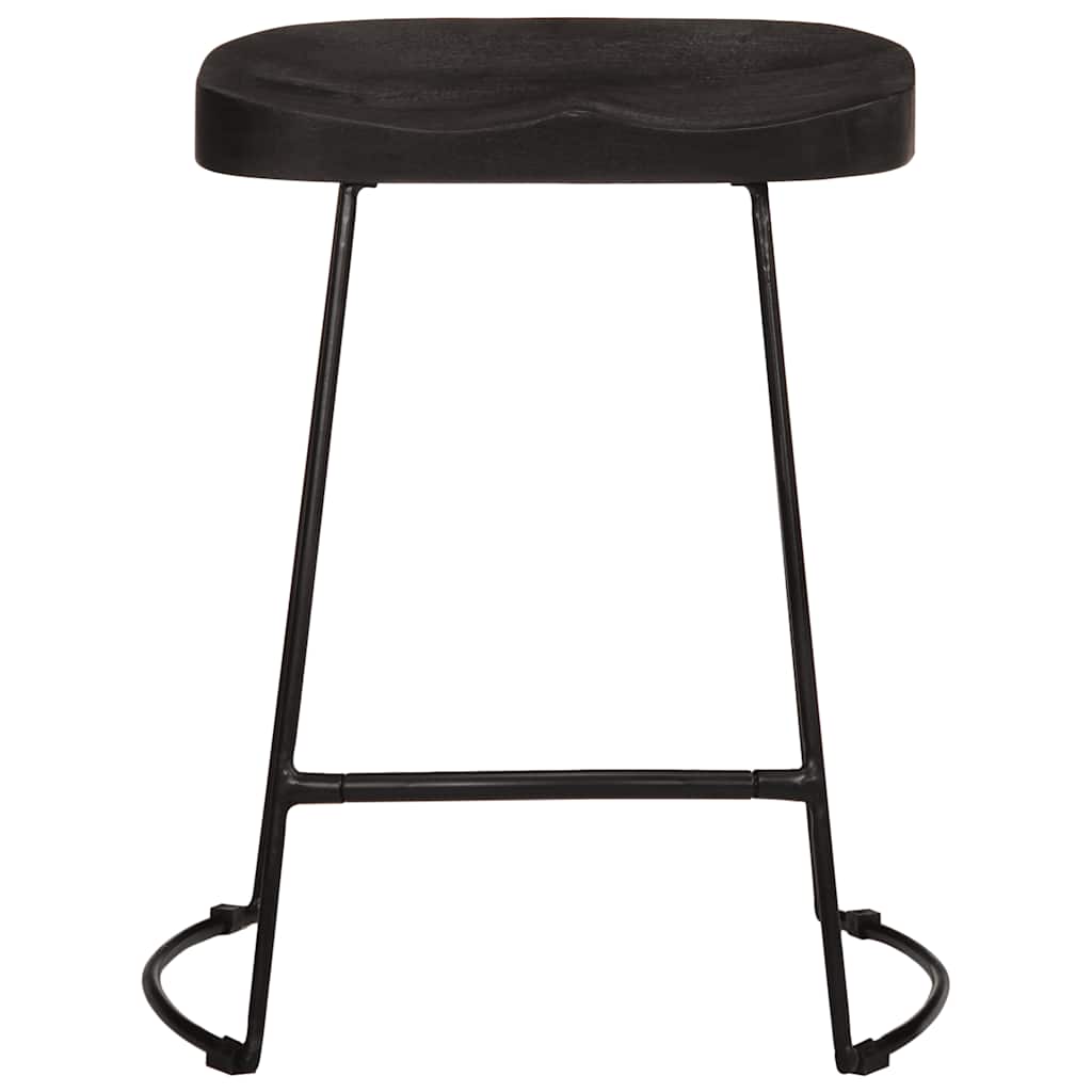 Barski stolci 2 kom crni 46x38x52 cm masivnog drva manga