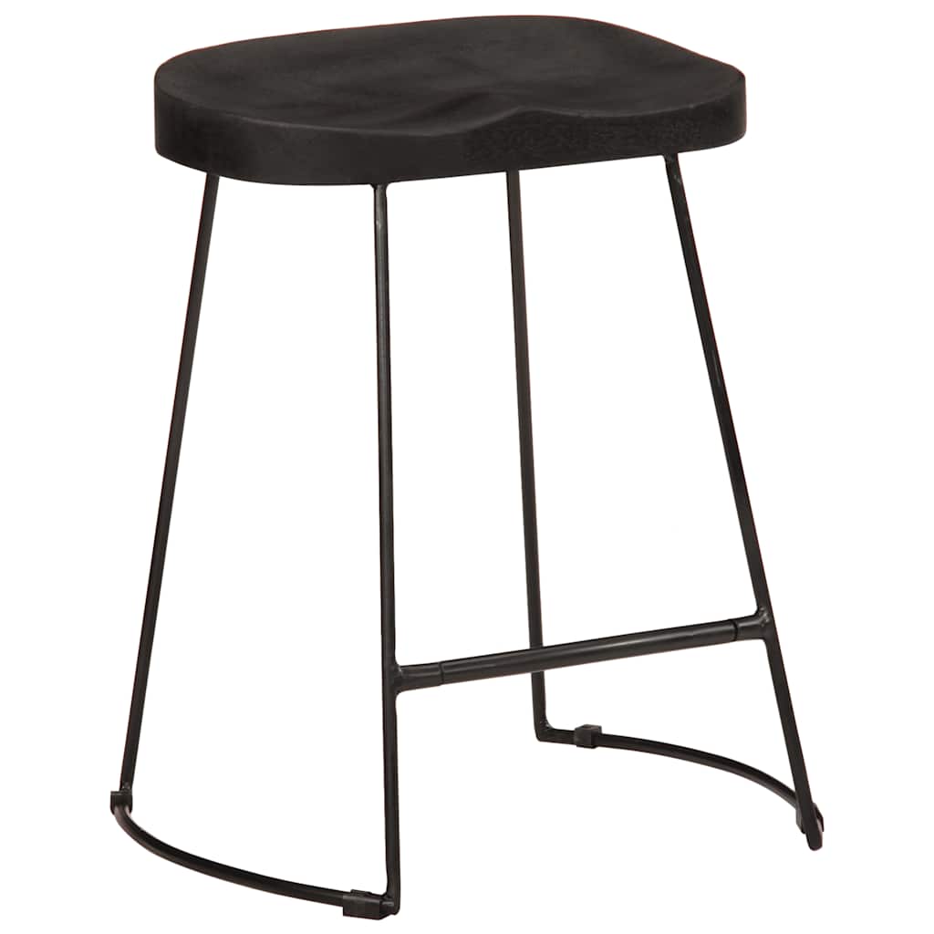 Barski stolci 2 kom crni 46x38x52 cm masivnog drva manga