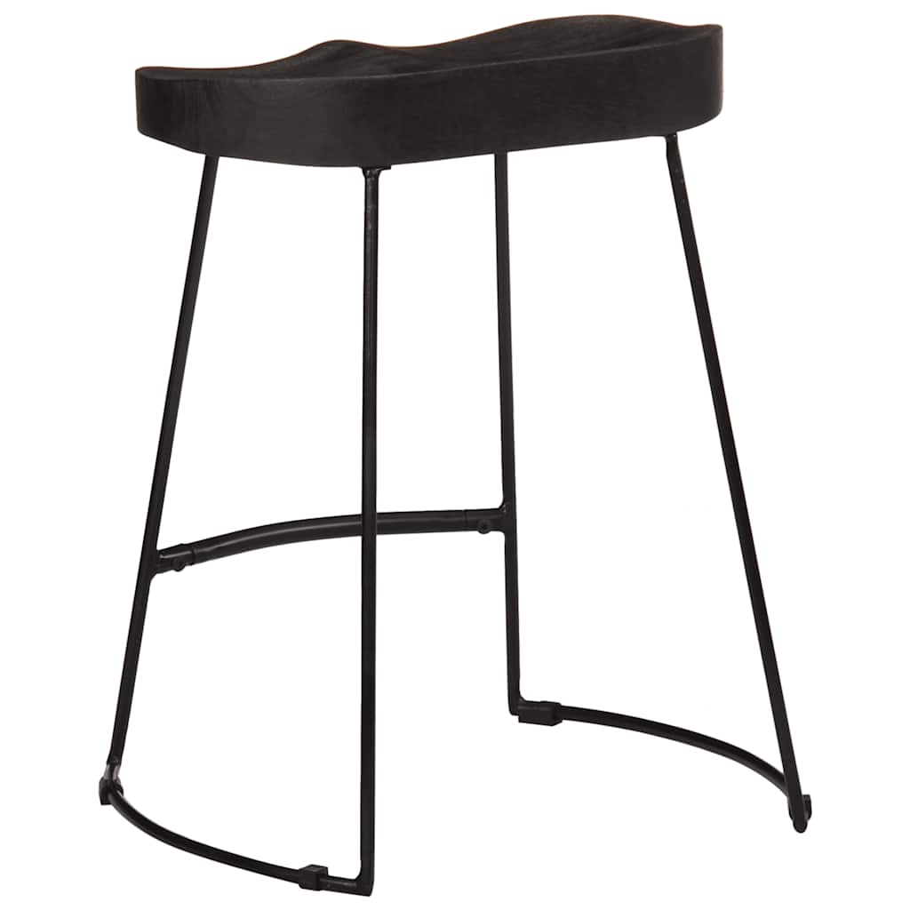 Barski stolci 2 kom crni 46x38x52 cm masivnog drva manga